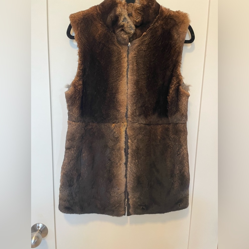 Max Mara rabbit fur vest Samovar Brown US 8 $3390